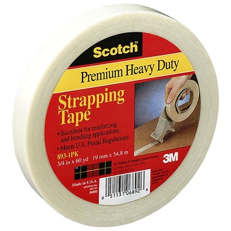 Scotch 2'' x 60 yds. 3M 893 Strapping Tape, 6PK T9178936PK